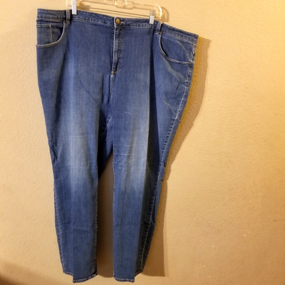 Susan Graver Womens Blue Jeans Slim Size 28W High Waisted Mom Jeans